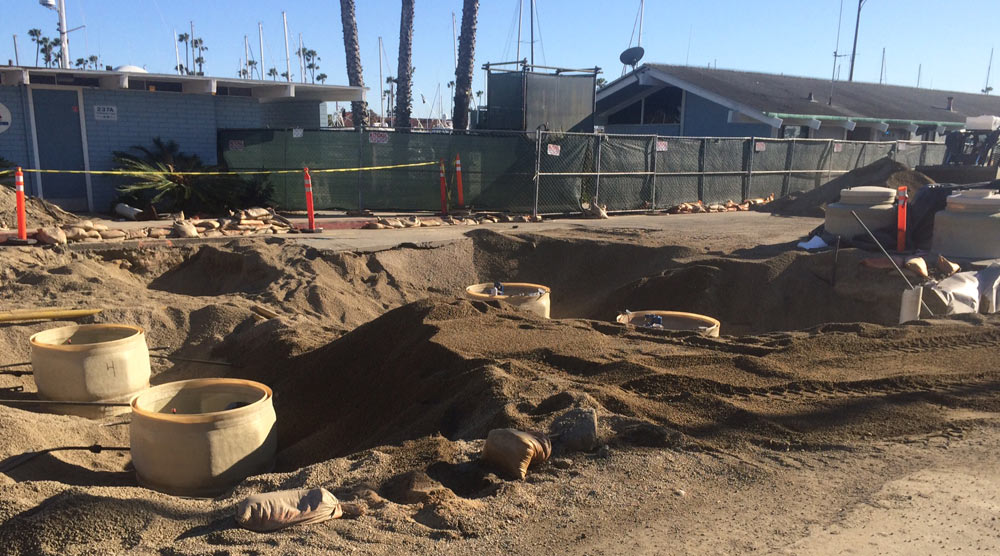 Sump tops - Tank installation with backfill at Alamitos Bay Marina, CA